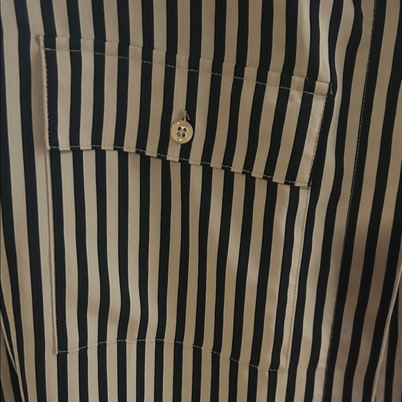 Alfred Dunner Black and White Striped Button-Down Shirt - Picture 3 of 5
